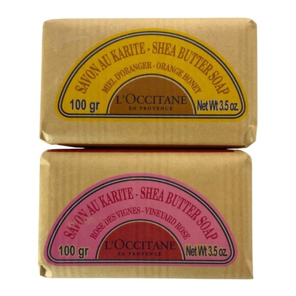L'Occitane Shea Butter Soap Duo 3.5 Oz Vineyard Rose & Honey Orange Blossom - Picture 1 of 3